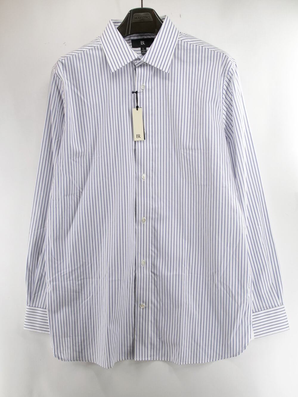 Banana Republic NWT Shirt Mens L Tall Large Standard Fit Blue White Stripe Dress